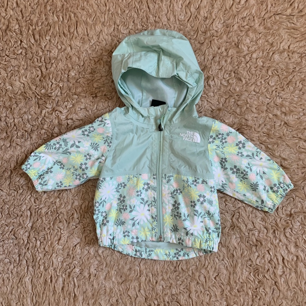 The North Face Floral Light Green Windbreaker Jacket